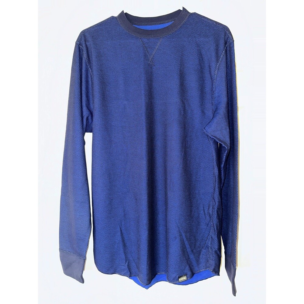Hanes Shirt sz LARGE Blue Waffle Normcore Basic Everyday Layer Minimalist NEW
